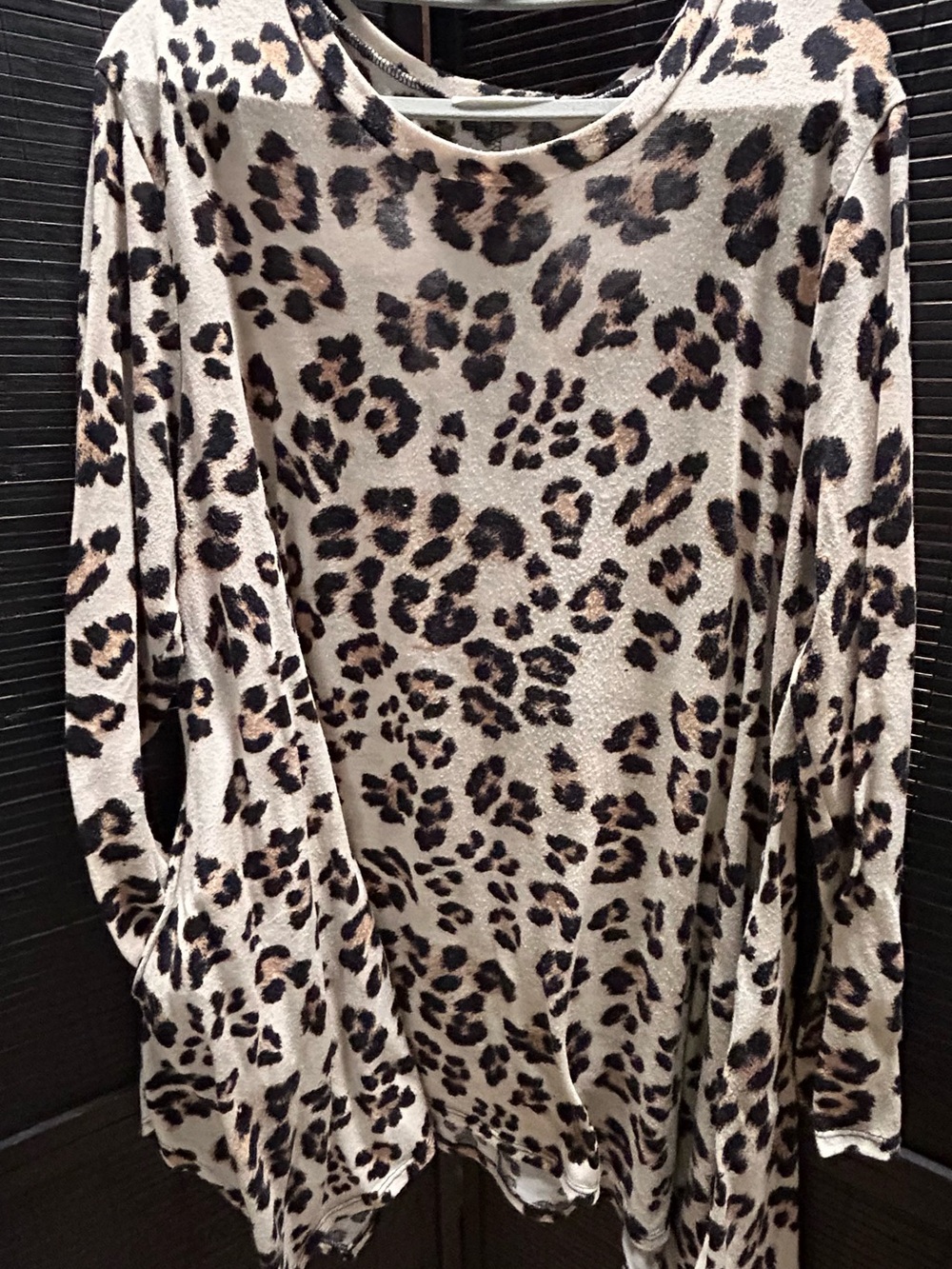 Janette Plus Beige and Black Leopard Tunic Top